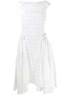 Stefano Mortari Ruched Panel Grid Dress - White