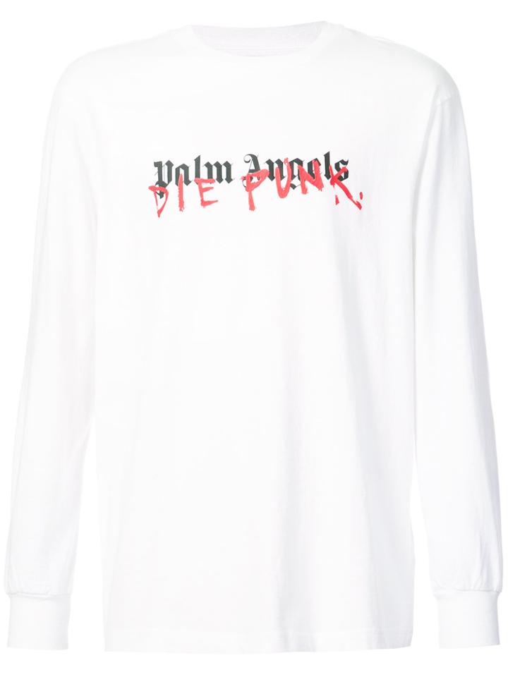Palm Angels Long Sleeved Logo T-shirt - White