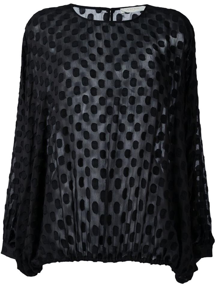 Amen Polka Dot Blouse, Women's, Size: 40, Black, Silk/cotton/modal/wool