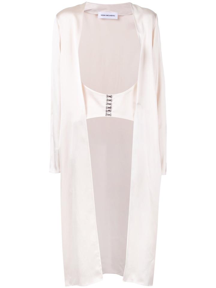 Tatuna Nikolaishvili - Corset Strap Coat - Women - Silk - Xs, Nude/neutrals, Silk
