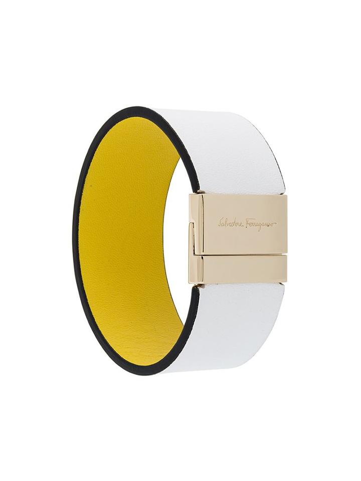 Salvatore Ferragamo Leather Cuff, Women's, White