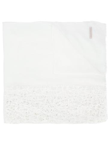 Claudio Cutuli Lightweight Crochet And Tulle Embroidered Scarf - White