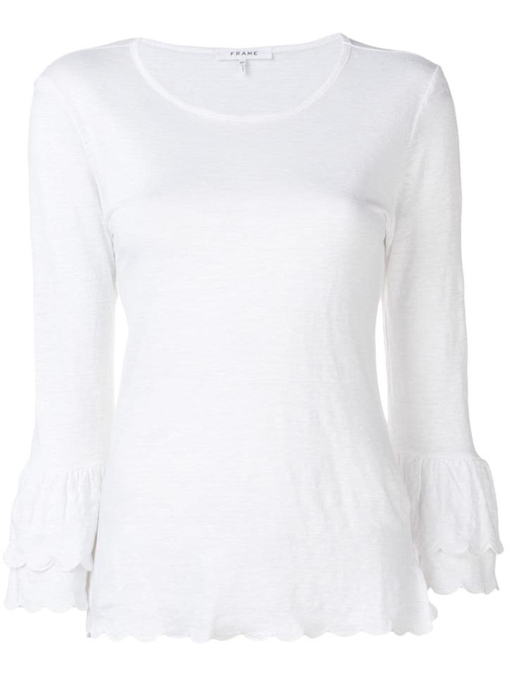 Frame Chain Scalloped Trim Top - White