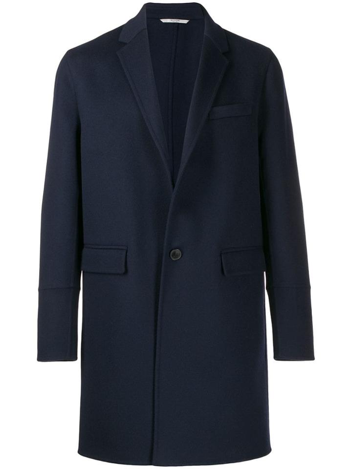 Valentino Single Breasted Wool Coat - Blue