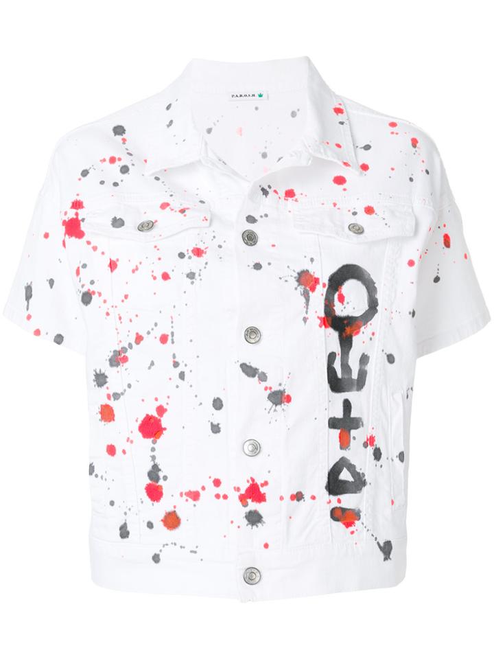 P.a.r.o.s.h. Paint Splash Denim Jacket - White