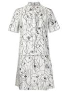 Jason Wu Scribble Flower Print Shirt Dress, Women's, Size: 10, White, Cotton