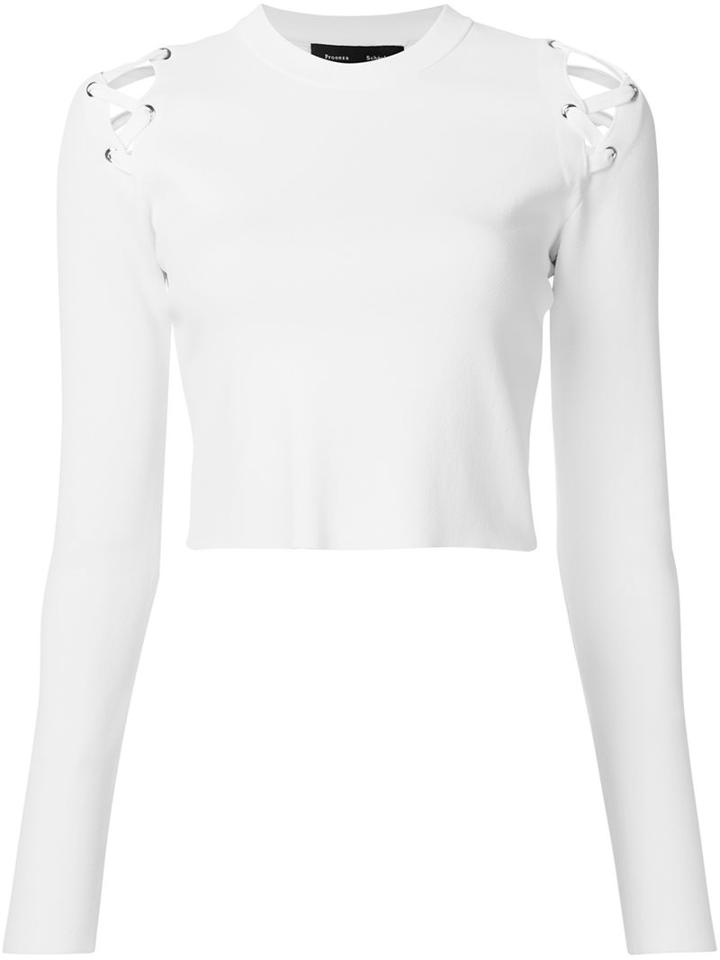 Proenza Schouler Lace-up Detail Top, Women's, Size: Small, White, Rayon/nylon