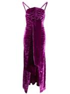 Attico Crushed-velvet Ruched Dress - Purple