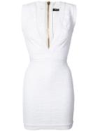 Balmain - Deep V-neck Mini Dress - Women - Polyamide/spandex/elastane - 38, White, Polyamide/spandex/elastane