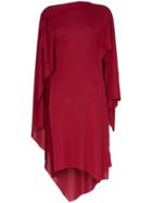 Mugler Asymmetric Long Sleeved Draped Dress - Red