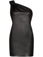We11done Faux Leather One Shoulder Mini Dress - Black