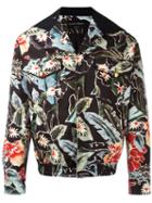 Christian Pellizzari Floral Print Bomber Jacket, Men's, Size: 48, Cotton/spandex/elastane