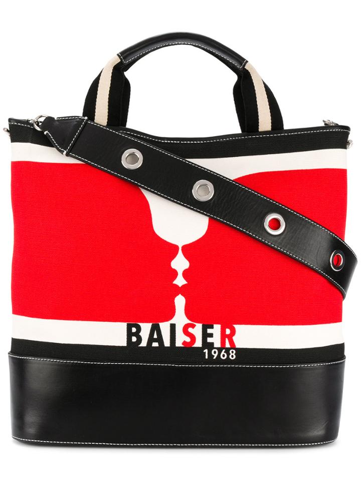 Sonia Rykiel Kiss Print Shopping Bag - White