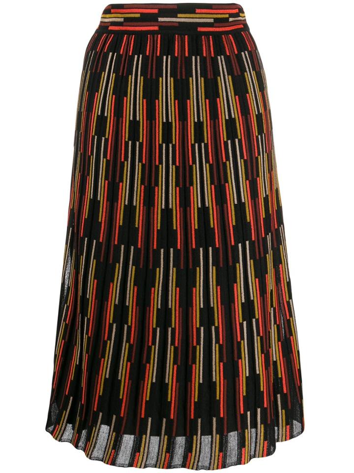 M Missoni Stripe Pattern Knit Skirt - Black