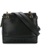 Chanel Vintage Caviar Logo Stitch Tote Bag - Black