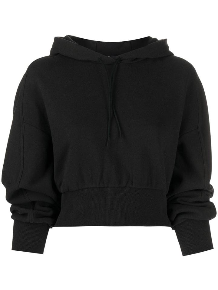 Y-3 Logo Print Cropped Hoodie - Black