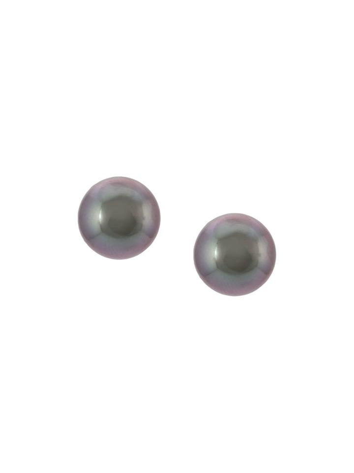 Baggins 14kt White Gold Tahitian Pearl Studs - Grey