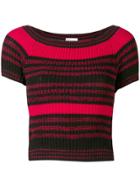 Red Valentino Striped Cotton Knit Top - Black