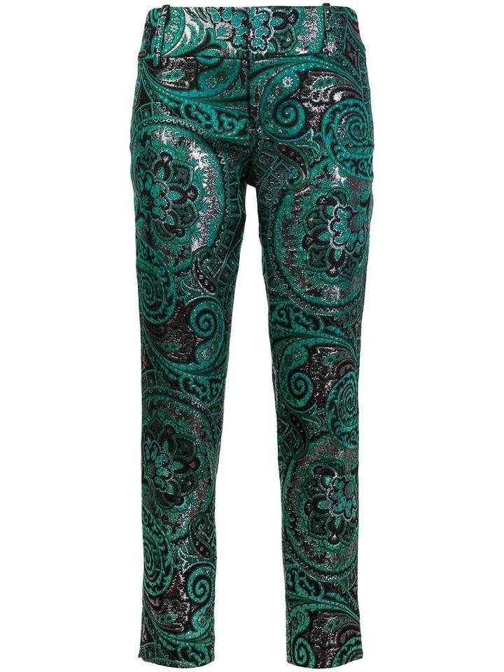 Alice+olivia Jacquard Slim Fit Pants, Women's, Size: 2, Green, Polyester
