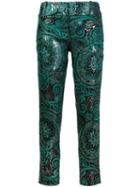Alice+olivia Jacquard Slim Fit Pants, Women's, Size: 2, Green, Polyester