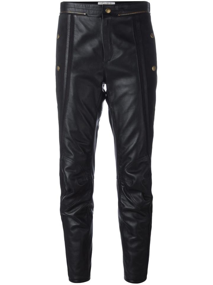 Chloé Cropped Leather Biker Trousers - Black
