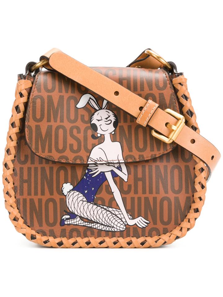 Moschino Bunny Print Shoulder Bag - Brown