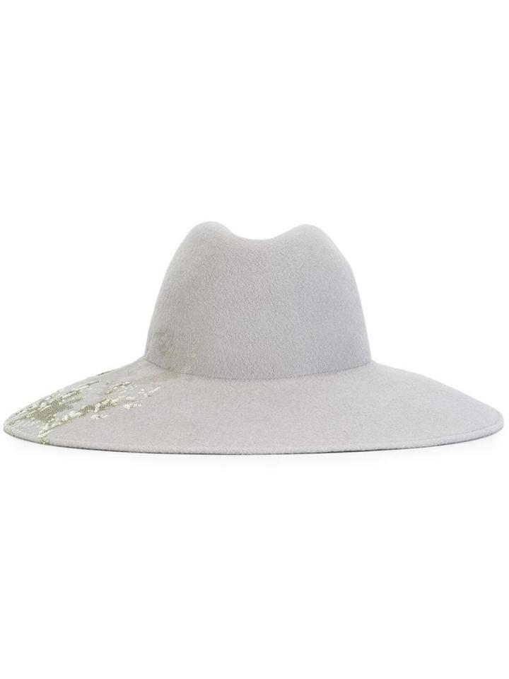 Fabiana Filippi Sequin Embellished Hat, Women's, Size: Medium, Grey, Wool/polyester/cotton/acetate