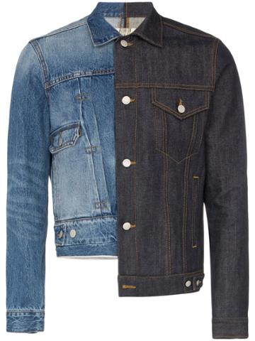 Nounion Drifter Two Tone Asymmetric Denim Jacket - Blue