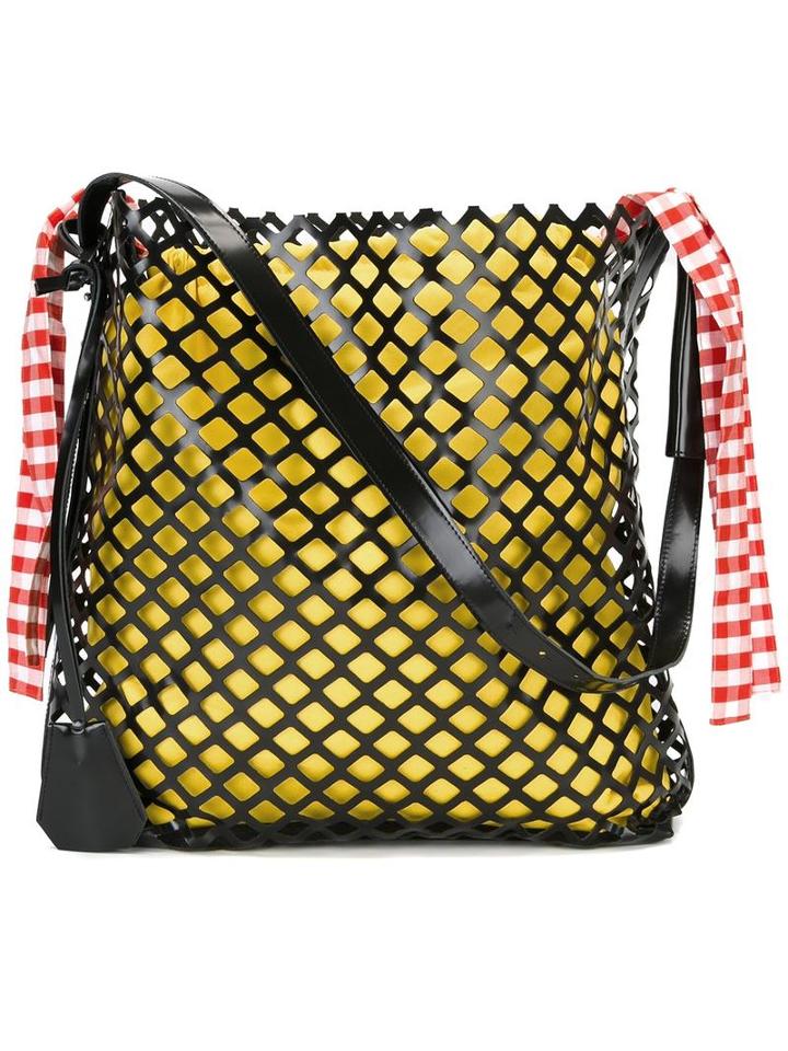 Marques'almeida Oversized Netted Shoulder Bag, Women's, Black, Leather/cotton