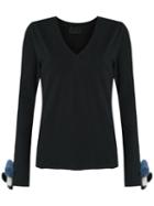 Andrea Bogosian - Fur-trimmed Top - Women - Cotton/rabbit Fur - G, Women's, Black, Cotton/rabbit Fur