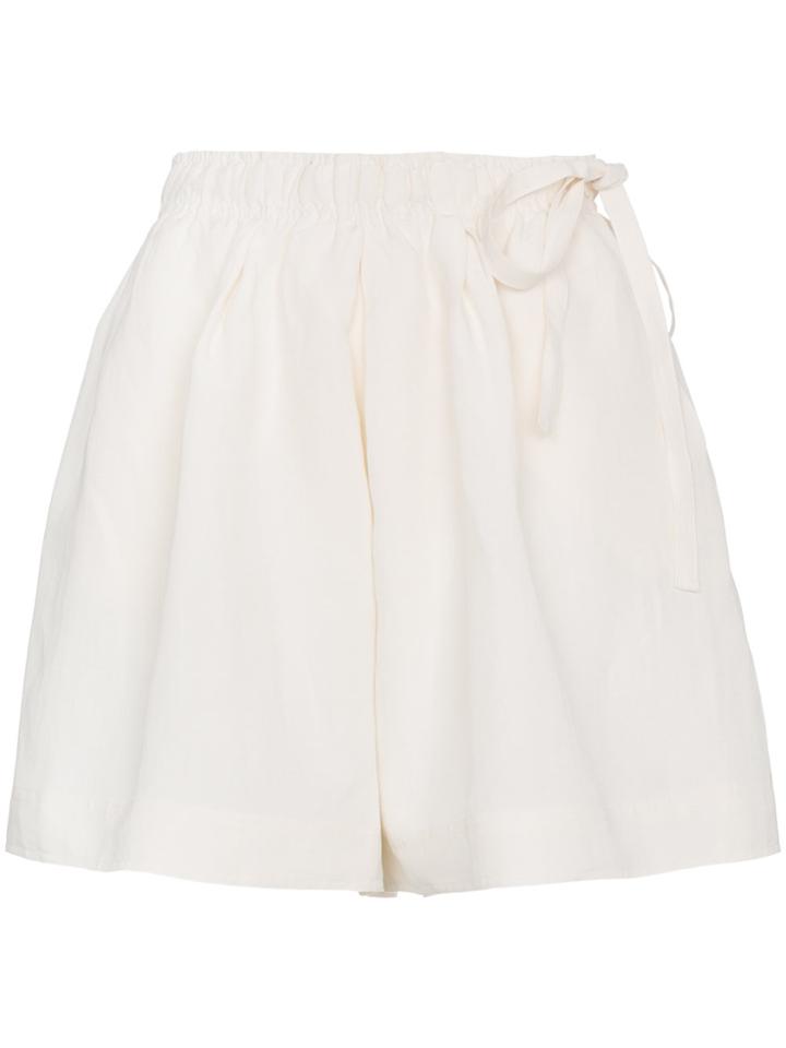 Jw Anderson Drawstring Shorts With Leather Pocket - White