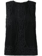 Twin-set Applique Detail Tank, Women's, Size: 38, Black, Cotton/viscose/polyester