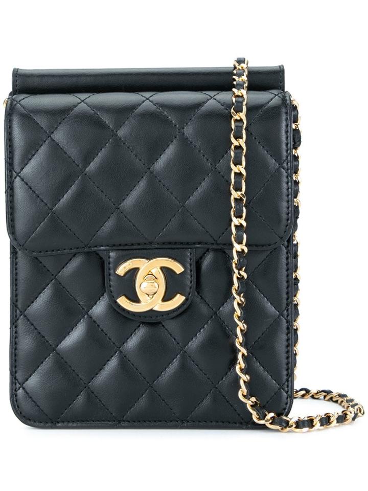 Chanel Pre-owned Quilted Cc Logos Chain Shoulder Bag - Black