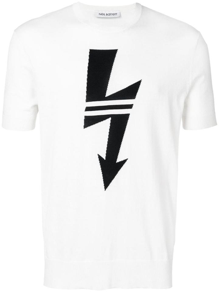 Neil Barrett Bolt Logo Knitted T-shirt - Neutrals