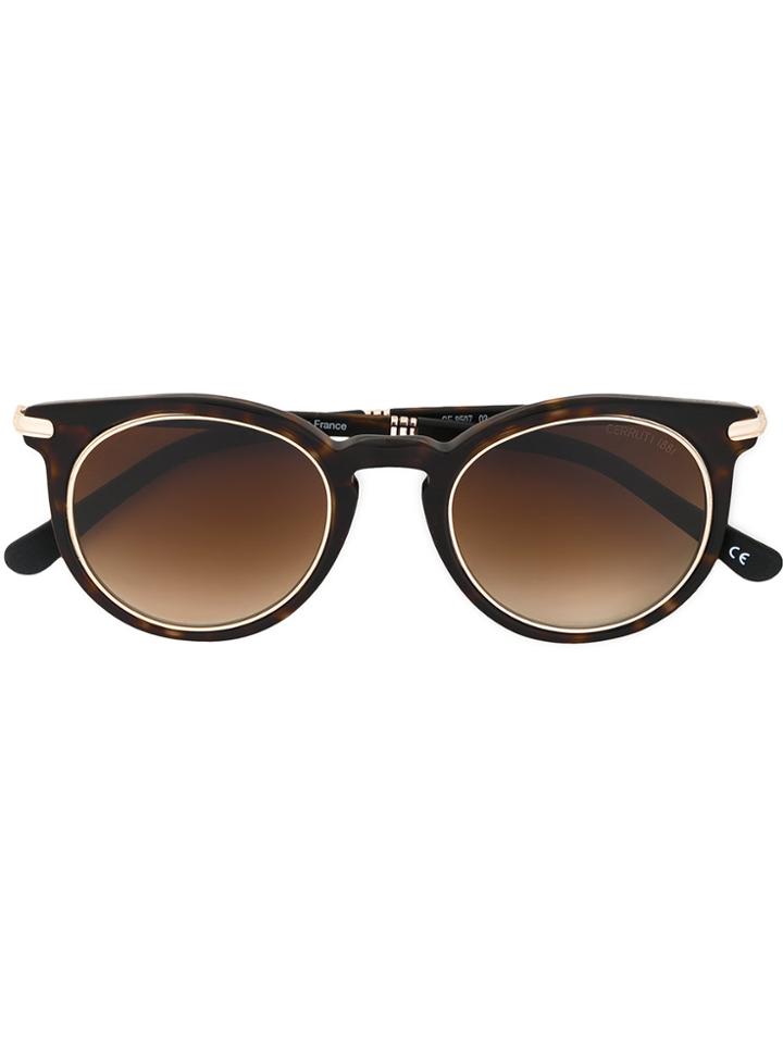 Cerruti 1881 Gold Trim Round Sunglasses - Brown
