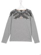Armani Junior Feather Print T-shirt, Boy's, Size: 14 Yrs, Grey