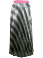 Off-white Striped Pleated Skirt - Silver