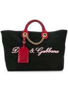 Dolce & Gabbana Leather Trim Tote - Black