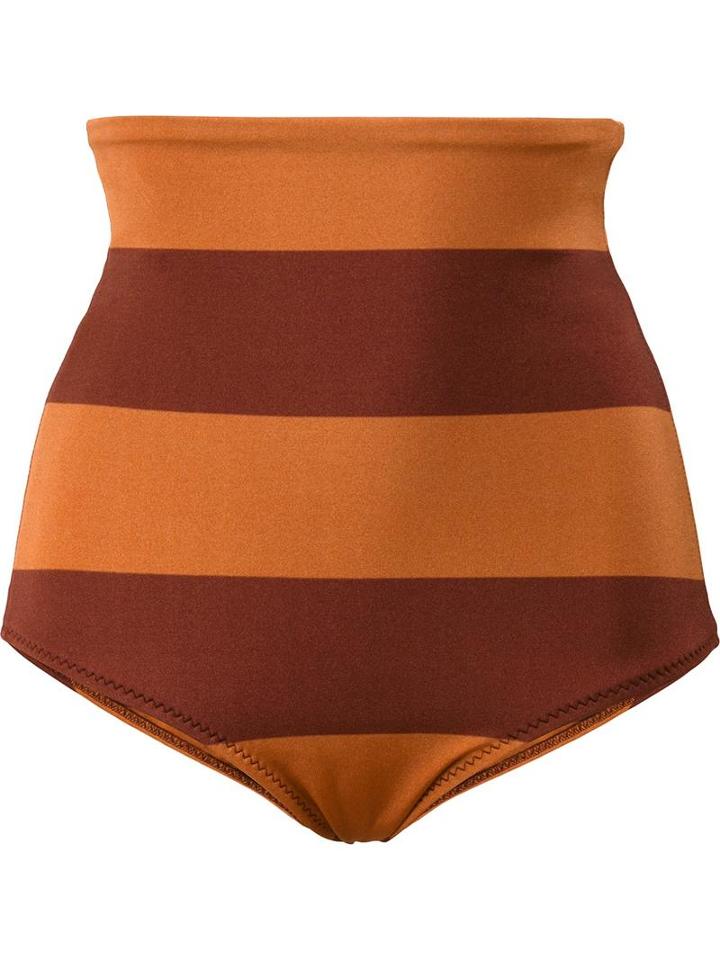 Malia Mills 'sedona' Stripe High-waisted Bikini Bottoms, Women's, Size: 2, Yellow/orange, Polyamide/spandex/elastane