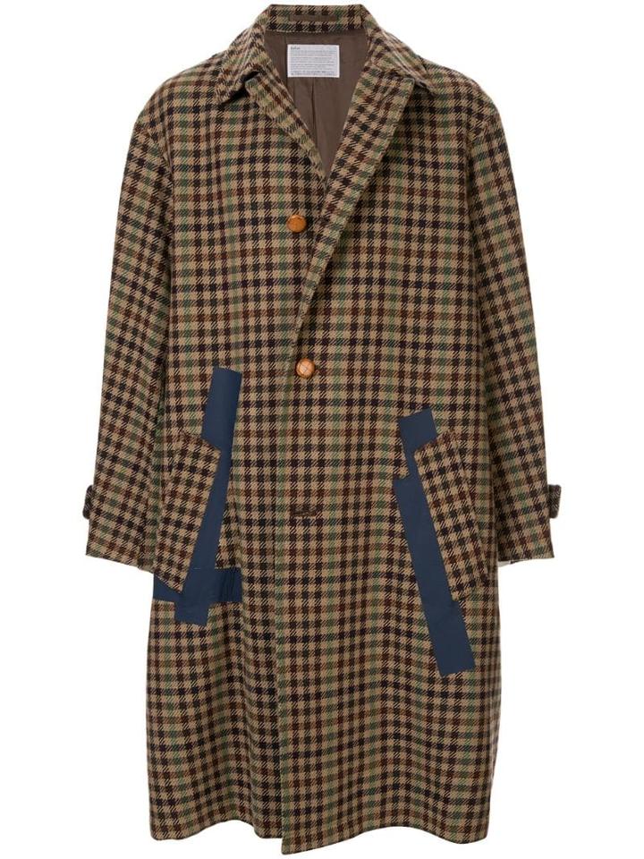 Kolor Plaid Single-breasted Coat - Brown