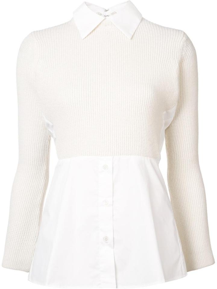 Christian Dada - Ribbed Knit Exchange Shirt - Women - Cotton/nylon/polyester/wool - 36, Nude/neutrals, Cotton/nylon/polyester/wool