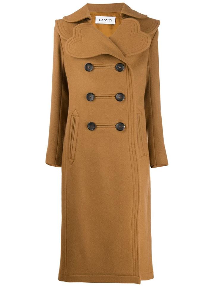 Lanvin Heart-lapel Double-breasted Coat - Brown