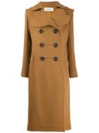 Lanvin Heart-lapel Double-breasted Coat - Brown