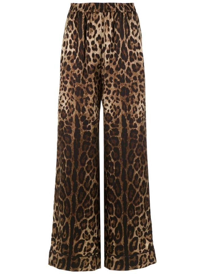 Dolce & Gabbana Elastic Waist Animal Print Trousers - Brown