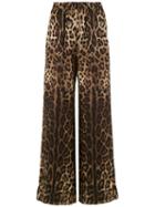 Dolce & Gabbana Elastic Waist Animal Print Trousers - Brown