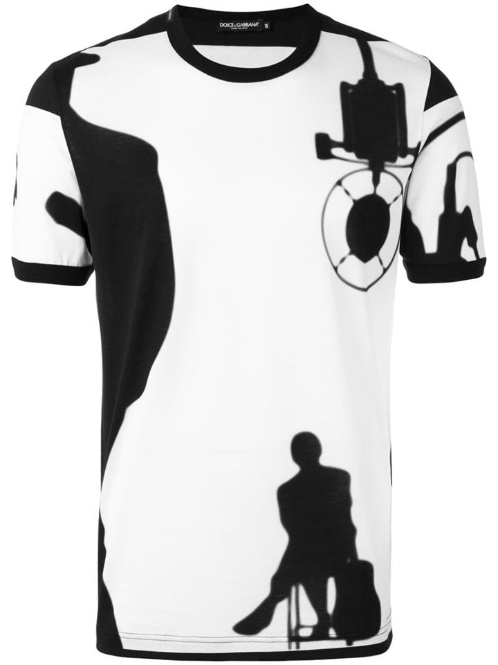 Dolce & Gabbana Printed T-shirt, Men's, Size: 44, White, Cotton