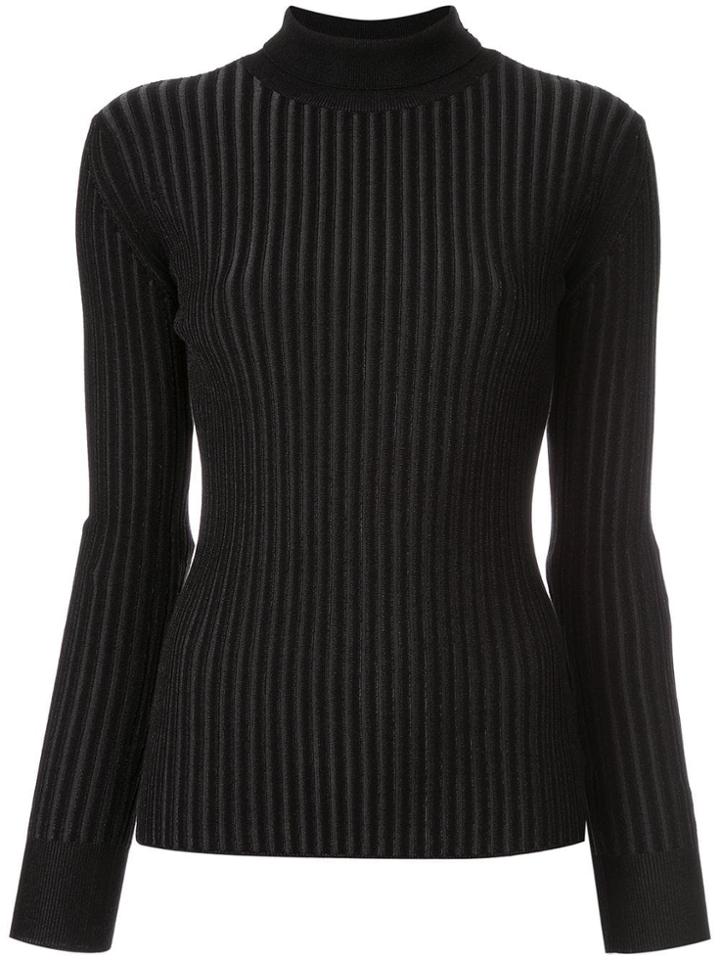 Le Ciel Bleu Ribbed Roll Neck Sweater - Black