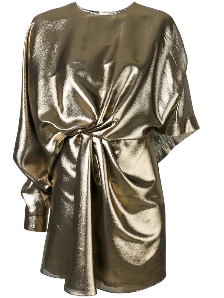 Saint Laurent Metallic (grey) Dress, Women's, Size: 38, Silk/metallic Fibre
