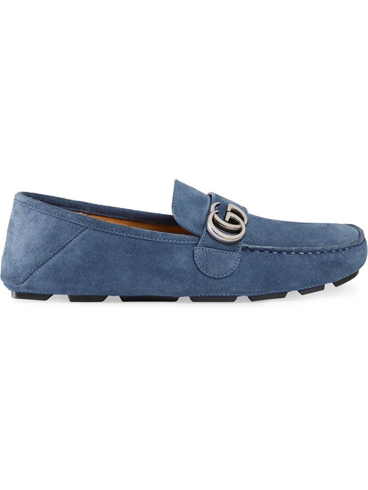Gucci Suede Driver With Double G - Blue