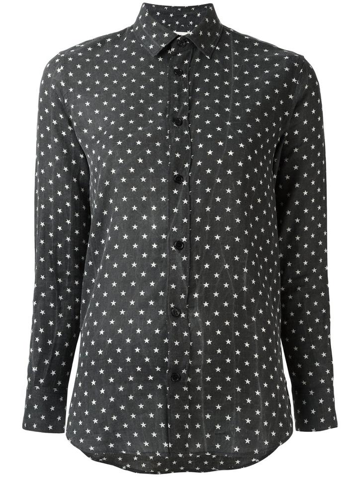 Saint Laurent Star Print Shirt, Size: Small, Black, Cotton